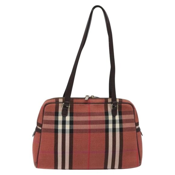 BURBERRY Nova Check Shoulder Bag Canvas Red Auth 115048 - Picture 3 of 16